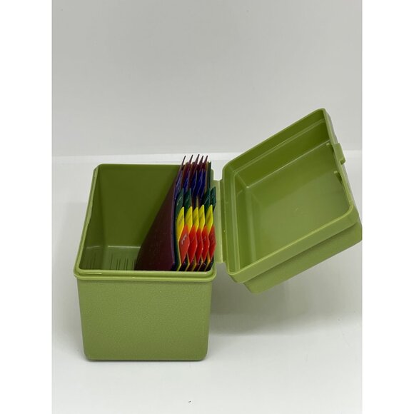 VTG 80s Avocado Green Recipe Box 5"x3.5" Retro Kitchen Index Card Holder USA - Picture 8 of 8